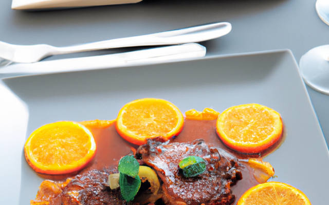 Escalope d'agneau aux jus de clémentine