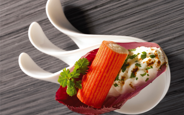 Amuse bouche au fromage frais et aux Bâtonnets Saveur Coraya