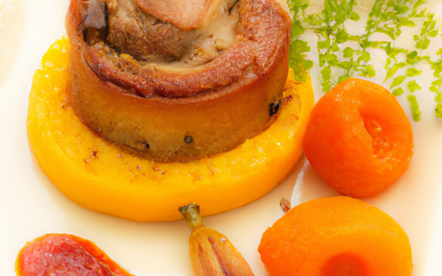 Fondant d'agneau sur lit d'ail et d'abricot