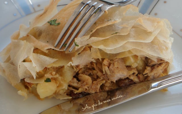 Rouelle de porc et pommes de terre confites en pastilla
