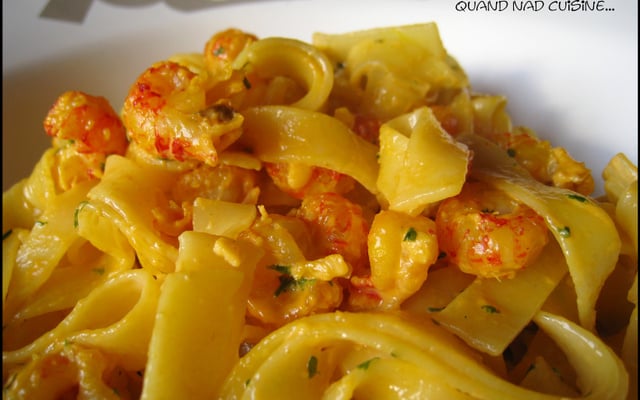 Tagliatelles aux queues d'écrevisses au safran