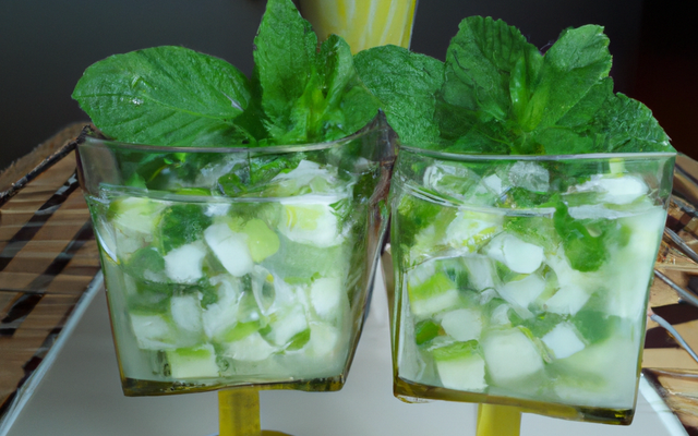 Verrines de concombre et d'oignon au miel et à la menthe