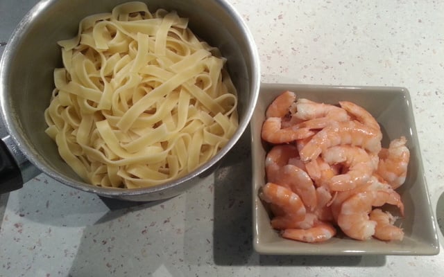 Tagliatelles aux crevettes et au parmesan
