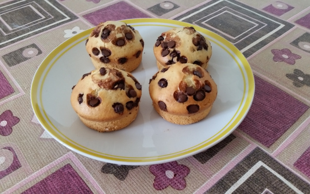 Muffins aux pépites de chocolat traditionnels