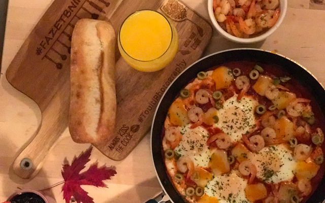 Ojja (omelette tunisienne) aux crevettes