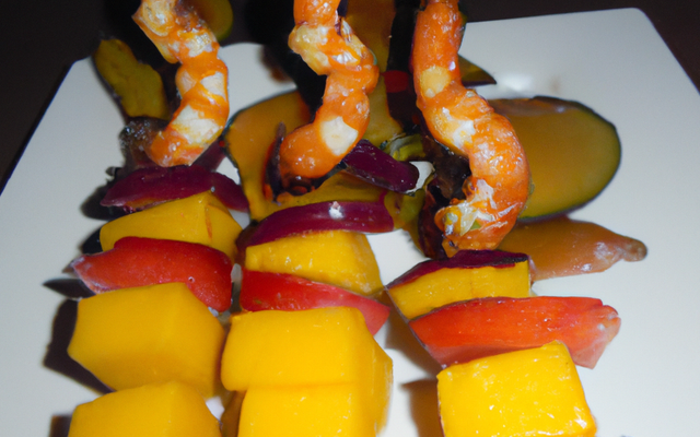 Duo de Crevettes et mangues en brochette