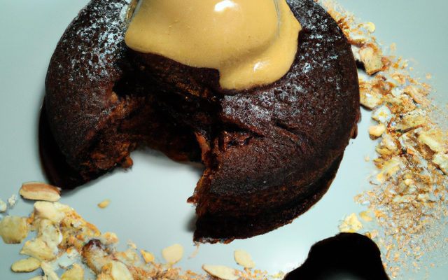 Moelleux chocolat, glace vanille et ganache Ivoire aux amandes