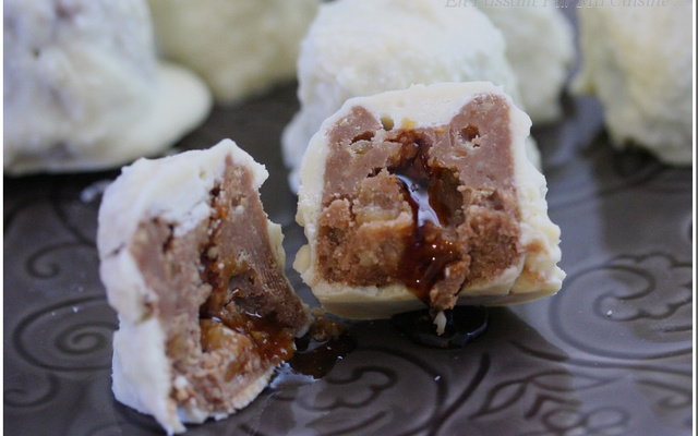 Rochers chocolat-coco cœur caramel au rhum