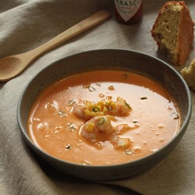 Bisque de crevettes et maïs