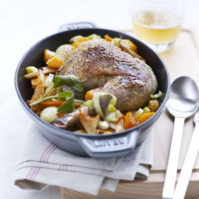Pintade fermière aux légumes d'hiver