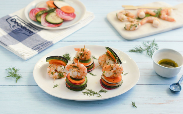 Brochettes de gambas