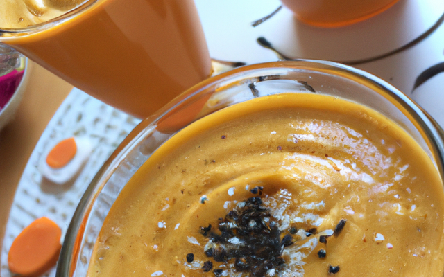 Velouté mousseux de carottes au curcuma, petits sacristains cumin sésame