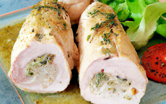 Poulet farci au genièvre