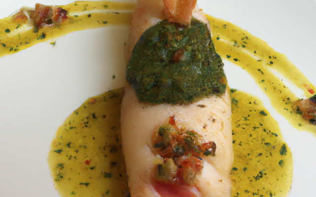 Cabillaud farci au pesto en robe de jambon cru