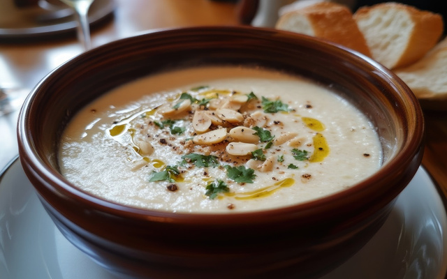 Ajo blanco de fenouil aux amandes et à l'huile d'origan maison