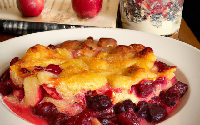 Clafoutis aux pommes sauce framboise