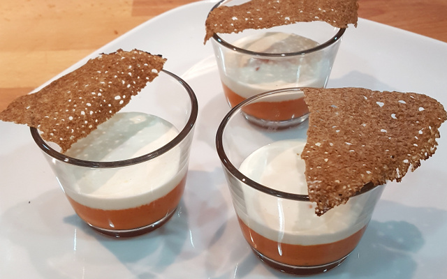 Verrine de Munster et compotée de poivron rouge