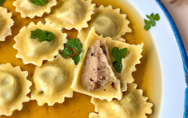 Bouillon et ses ravioles de foie gras