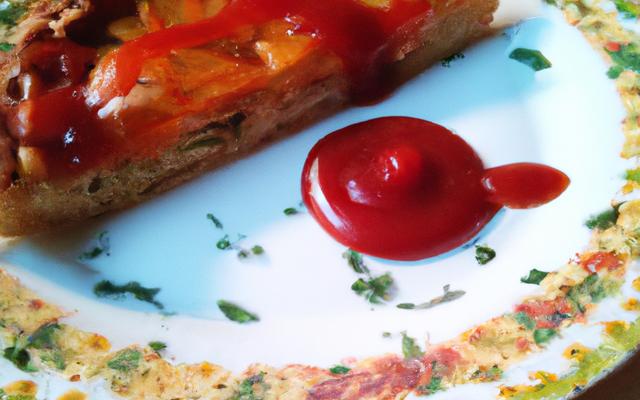 Tourte aux légumes et ketchup