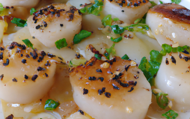 Coquilles St-Jacques à l'huile de sésame et aux poireaux