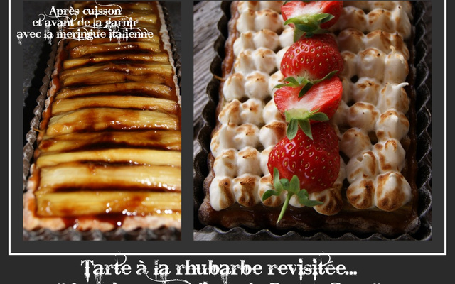 Tarte meringuée à la fondue de rhubarbe caramélisée
