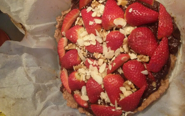 Tarte aux fraises et chocolat