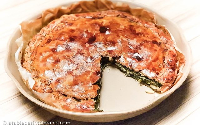 Tourte aux blettes et aux épinards sans gluten ni lactose ni oeuf