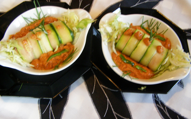 Cannellonis de courgettes au fromage et jambon