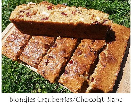 Blondies cranberries chocolat blanc
