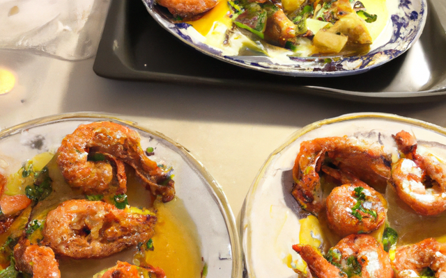 Chapon au Porto et gambas