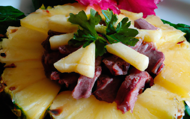 Feuilles de riz fourrées avocat, ananas et magret