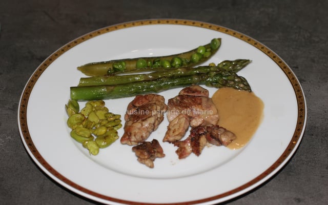 Ris de veau sauce champagne et légumes de printemps