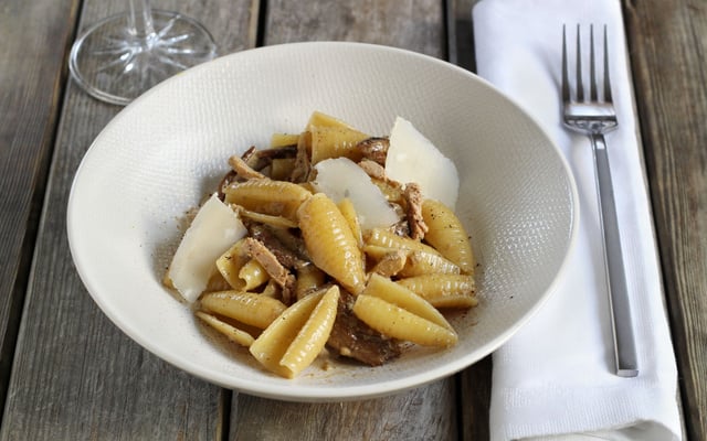 Castellane à la sauce foie gras et champignons