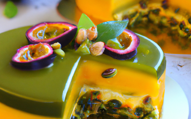 Entremets aux fruits de la passion et pistache