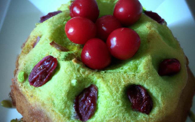 Moelleux géant à la pistache et aux cerises