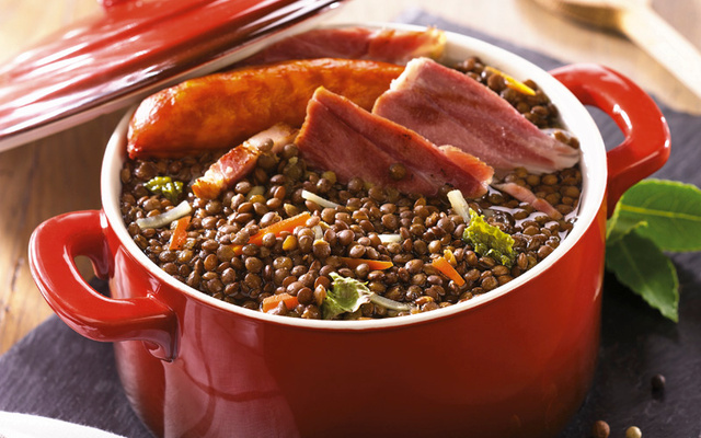 Petit salé express aux lentilles cuisinées