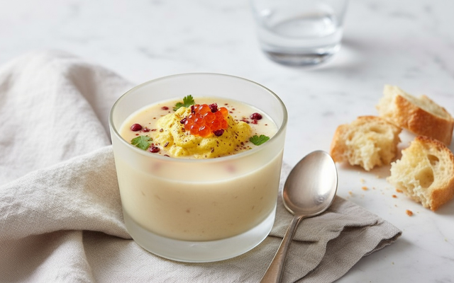 Potage de chou-fleur et chantilly au curry