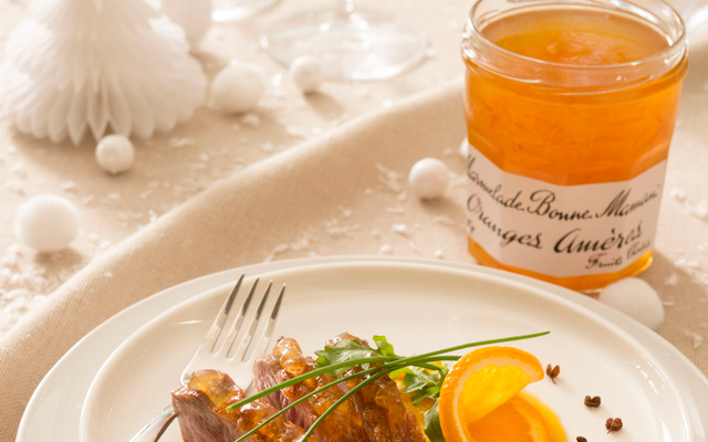 Magrets de canard laqués à la marmelade d’oranges amères