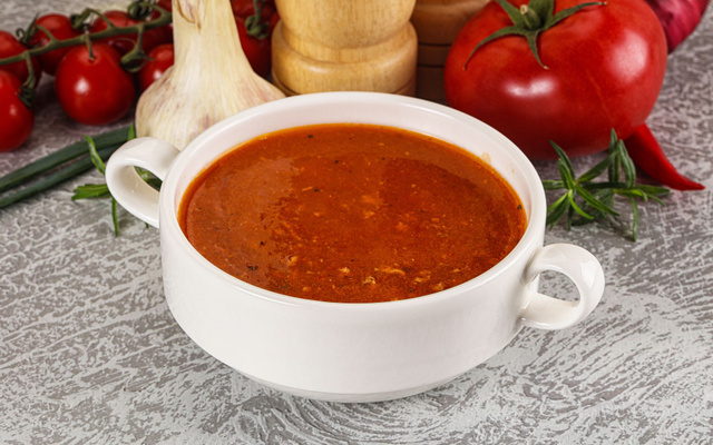 Soupe de tomates express & perle du japon