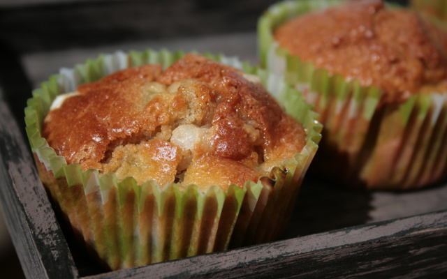 Muffins à la rhubarbe et au sucre perlé