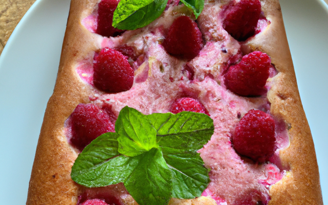 cake aux framboises parfumé à la menthe