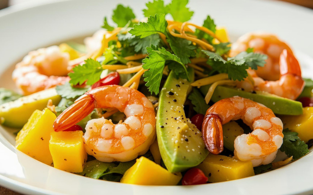 Salade de crevettes exotiques à l'avocat