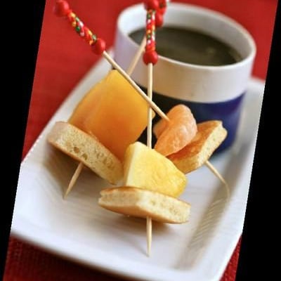 Fondue Banania aux fruits d'hiver et blinis