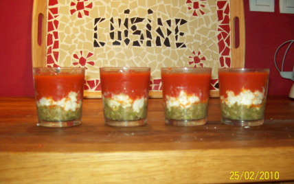 Verrines tomate-chèvre-haricot - Photo par gaellelecolo43