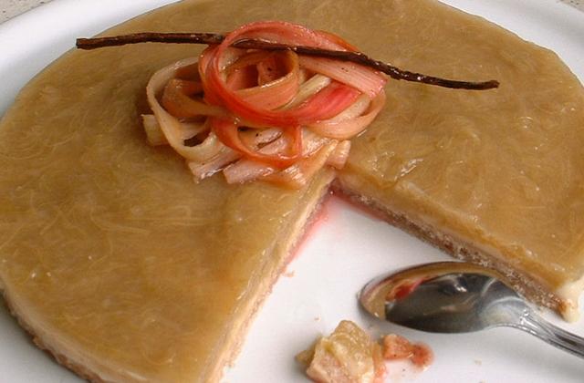 Tarte à la rhubarbe sur fond de coco et ses tagliatelles de rhubarbe caramélisées - Photo par Saveurs et Gourmandises d Eugénie