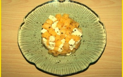 Tartare de melon, mozzarella et basilic - Photo par biscottine