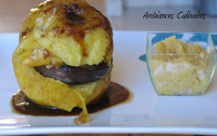 Pommes rôties au miel et à la cannelle, compote de coings et boudin noir - Photo par Ambiances culinaires