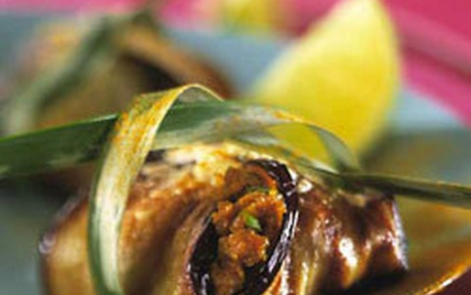 Pannequet de porc aux aubergines, sauce colombo - Photo par Le Porc