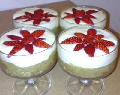 Verrine rhubarbe-fraise à la crème de mascarpone - Photo par mathilR