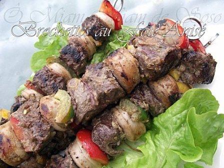 Brochettes au foie de genisse et boudin blanc au fenouil et à la sauge - Photo par soso78410